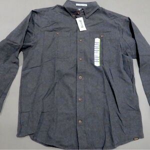 NWT Men's Free Swingin' Flannel Relaxed Fit Shirt Grey‎ Button Down